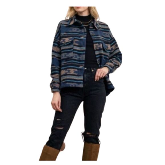 Perch by Blu Pepper NWT Aztec Western Oversized Jacket Size 1XL - Picture 1 of 4